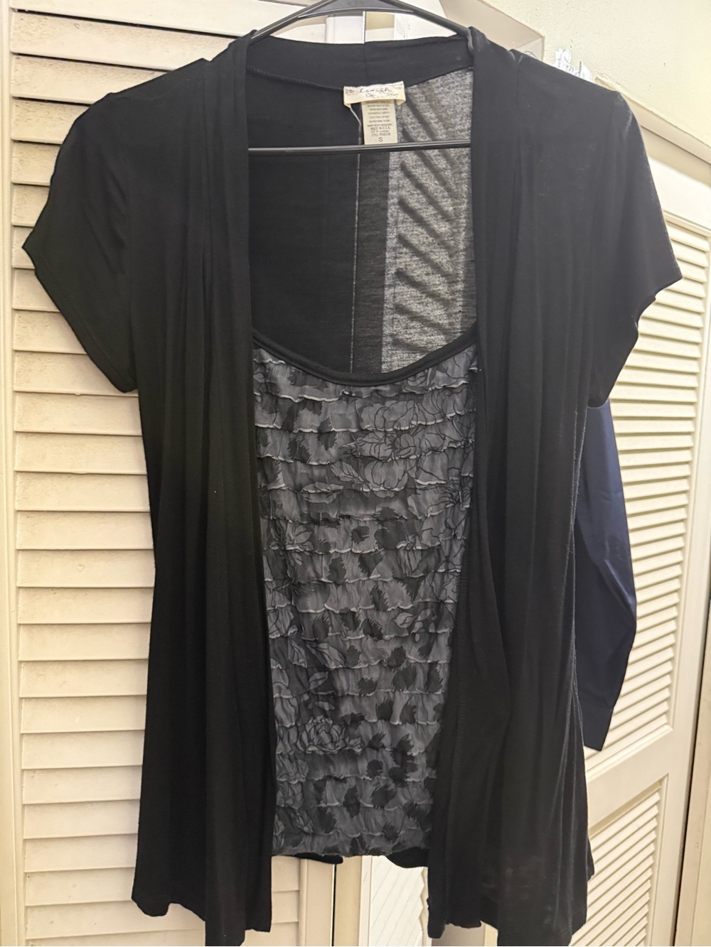 Lavish Black Layered Ruffle Front Top